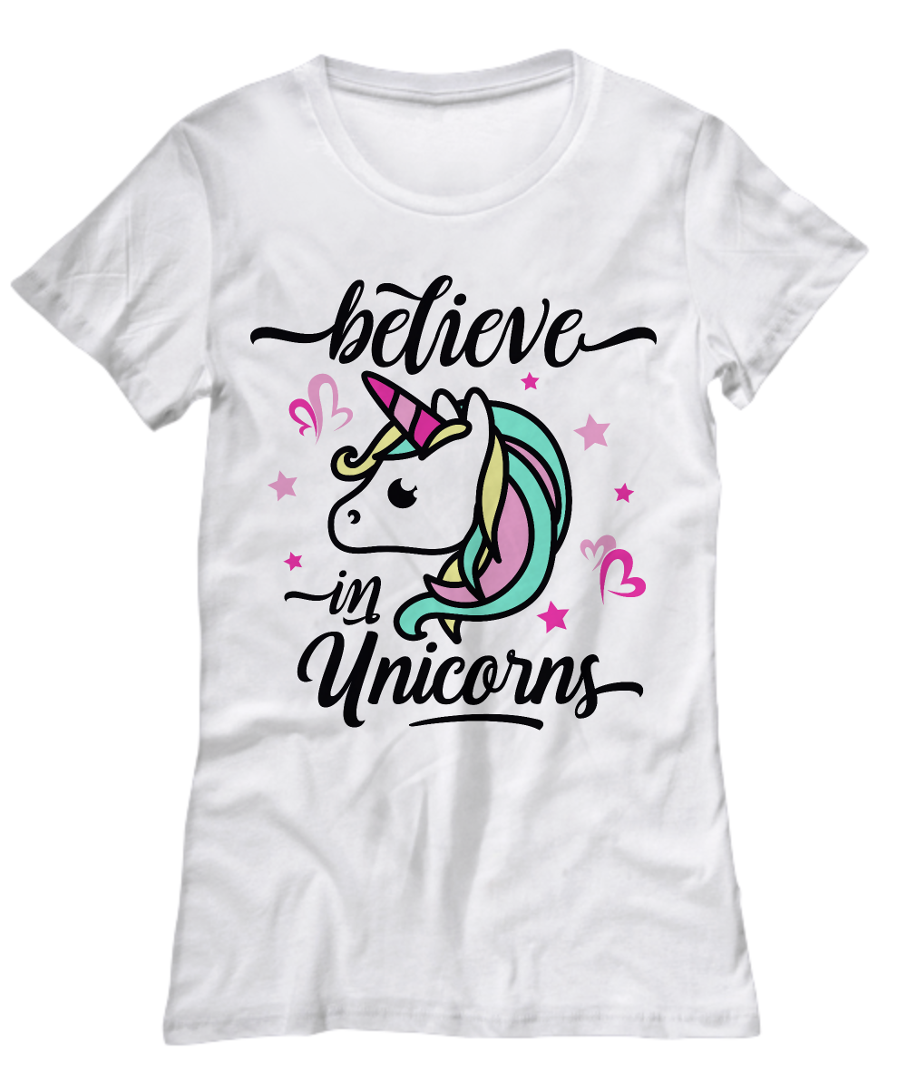 Believe in unicorns White t-shirts for women 
