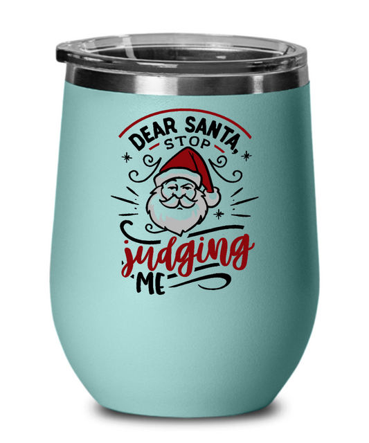 Funny Santa Stemless Wine Tumbler Christmas Gift Holiday Gift