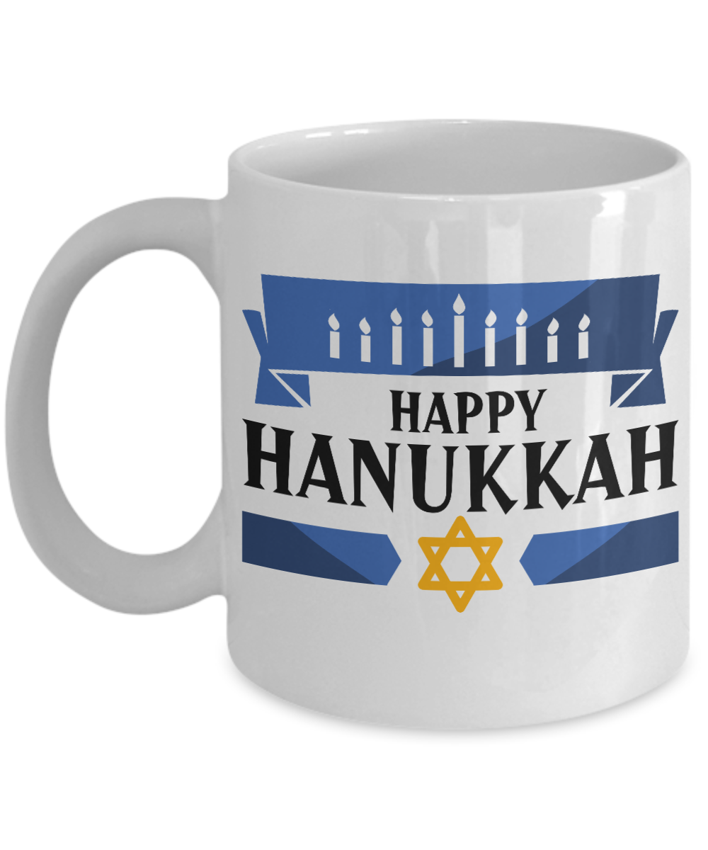 Holiday Gift Mugs/Happy Hanukkah/Novelty Coffee Mug/Celebration Ceramic Coffee Cup
