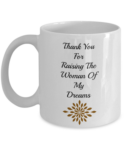 Novelty Coffee Mug-Thank You For Raising The Woman Tea Cup Gift Wedding In-Laws Sentiment