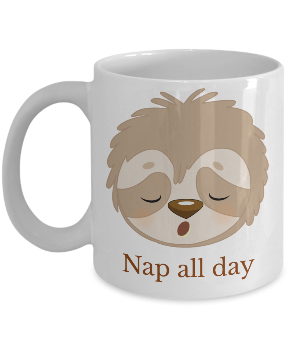 Nap all day sloth coffee mugs