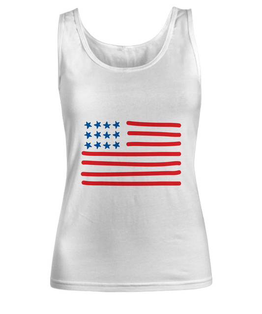 Women's American Flag Tank Top White 4th Of July Celebration Tank Top