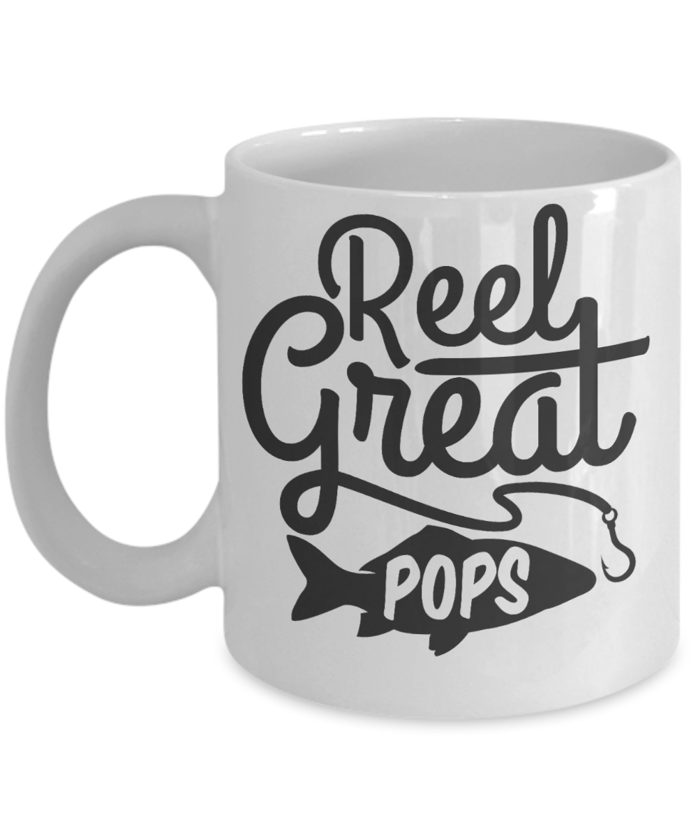 Fishing mug- reel great pops- men gift-coffee mug- tea cup-mug with sayings-dads-grandpa