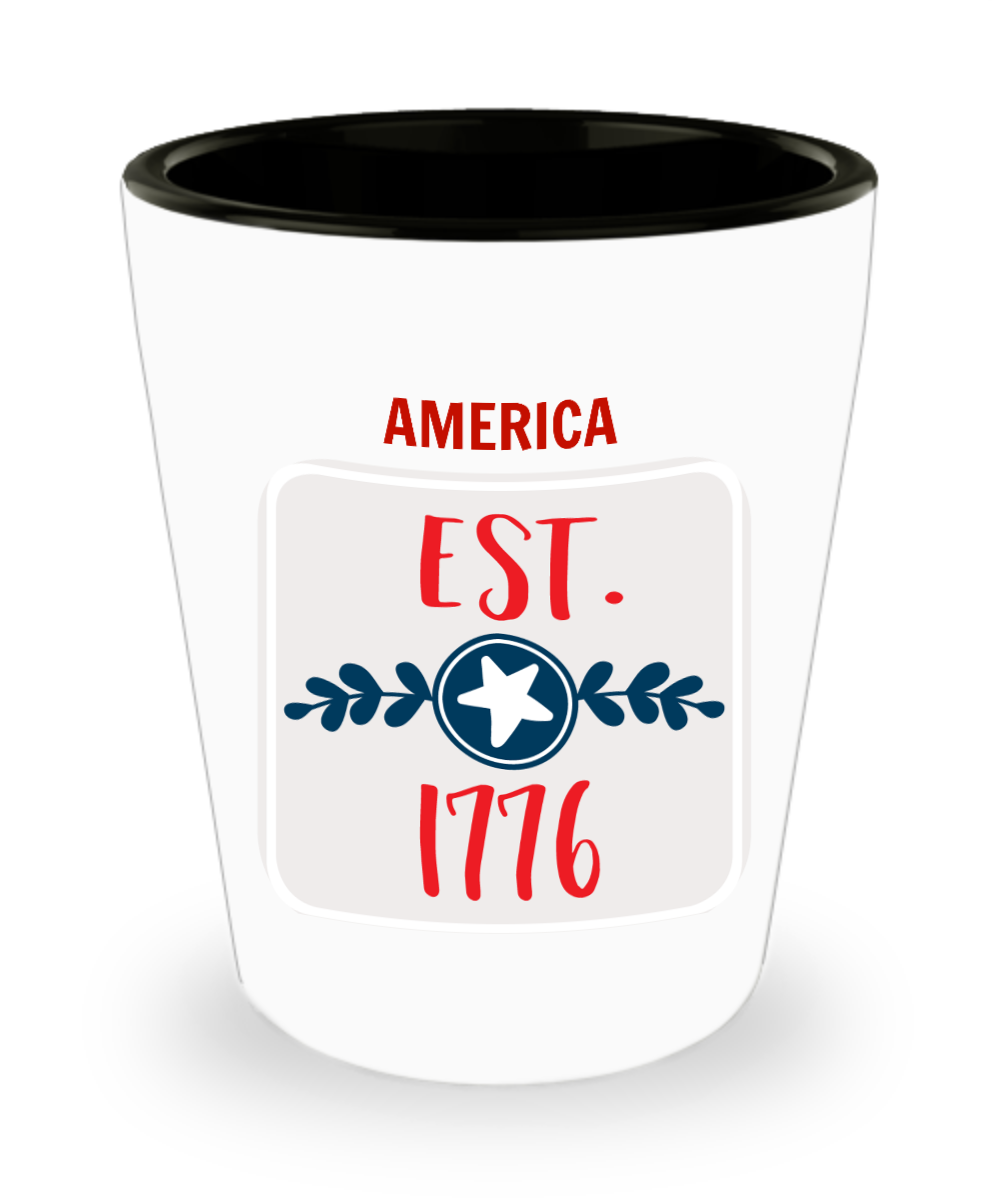America 1776 Ceramic Shot Glass 4th of July Celebration Novelty Shot Glass