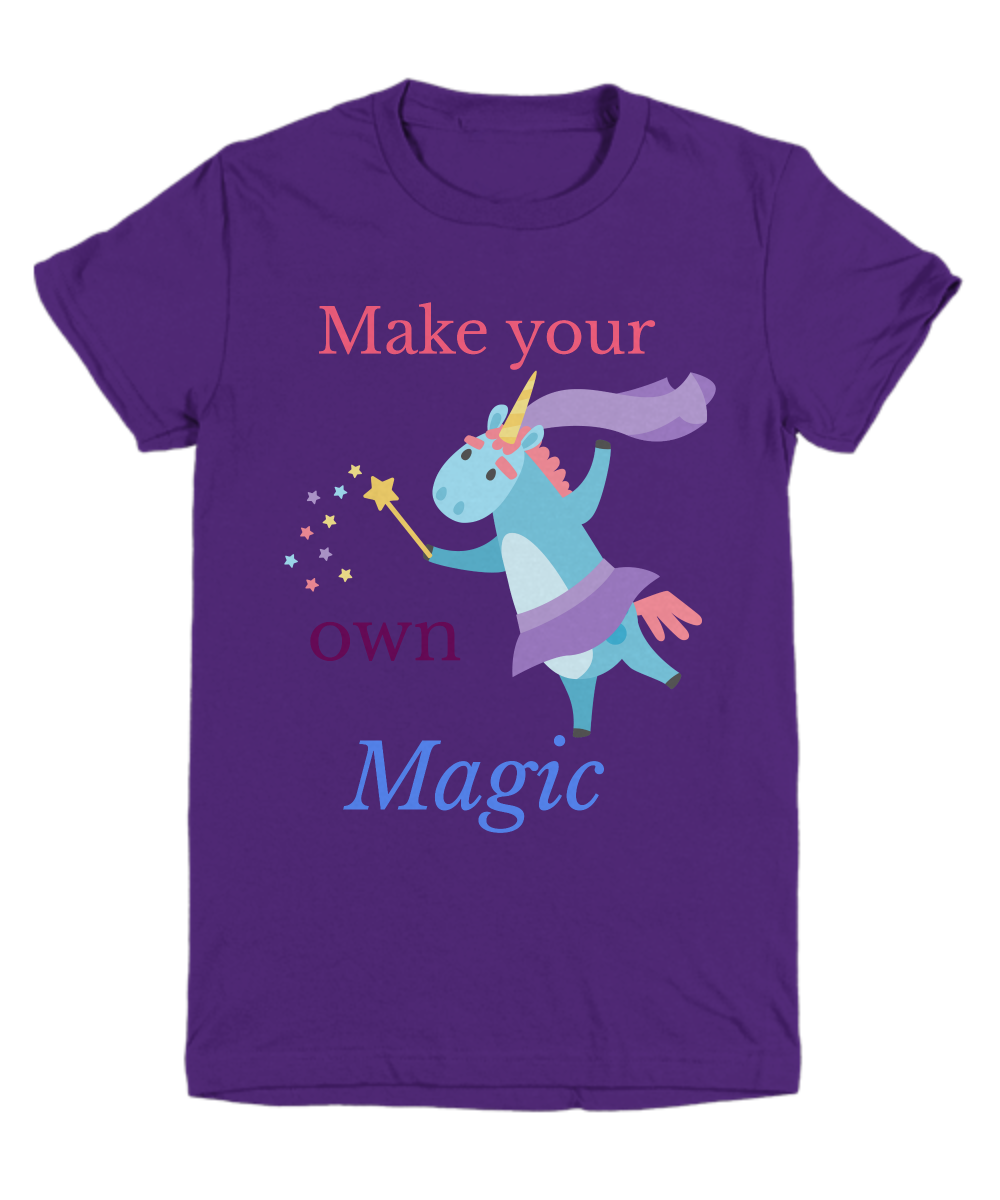 Classic cotton Girl purple unicorn t-shirt