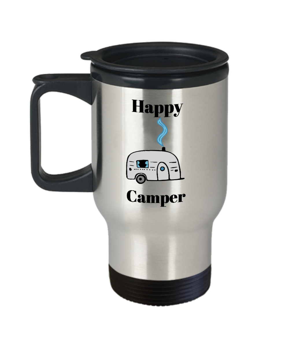Happy camper funny travel mugs