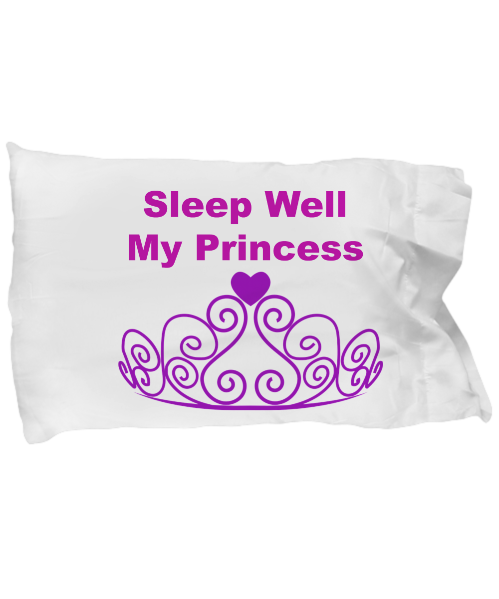 Sleep Well My Princess/ White Pillow Case/ Custom Made Gifts For Girls/ Birthday/Holiday Cotton