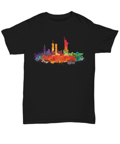 New York skyline  Black watercolor t-shirts