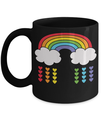 Rainbow Hearts Coffee Mug Inspirational Fun Cup