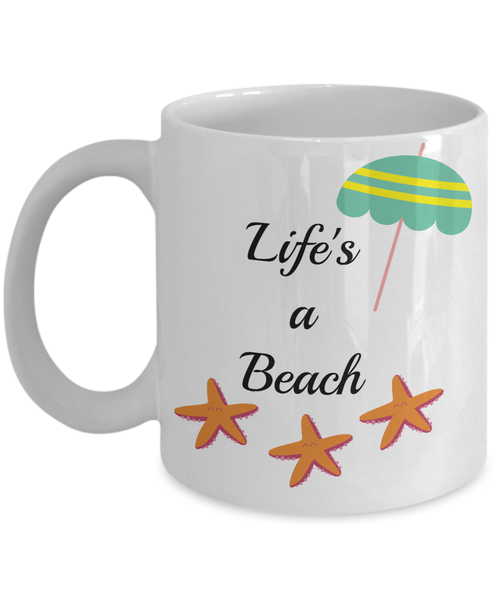 Life's a beach funny summer coffee mugs