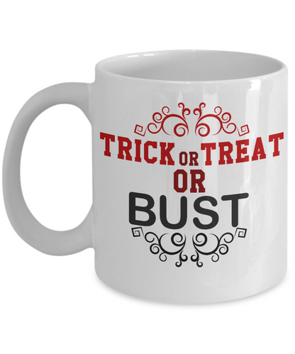 Novelty Coffee Mug/ Halloween/Trick Or Treat Or Bust/Coffee Cups Holiday Gifts