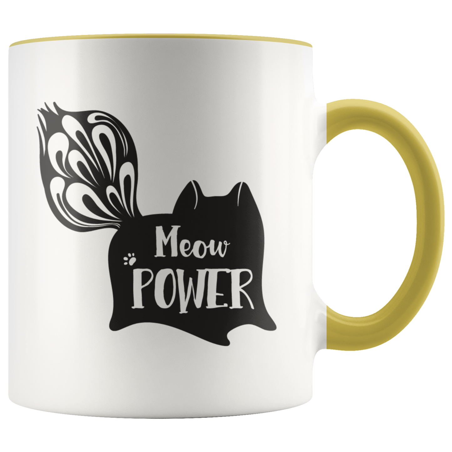 Meow Power Coffee Mug Cat Mug Gift for Cat Lady Mom or Dad Funny Custom Mug