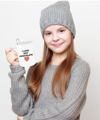 I Love Hot Chocolate Novelty Coffee Mug Holidays Gifts Friends Family Sentiment Mug With Sayings