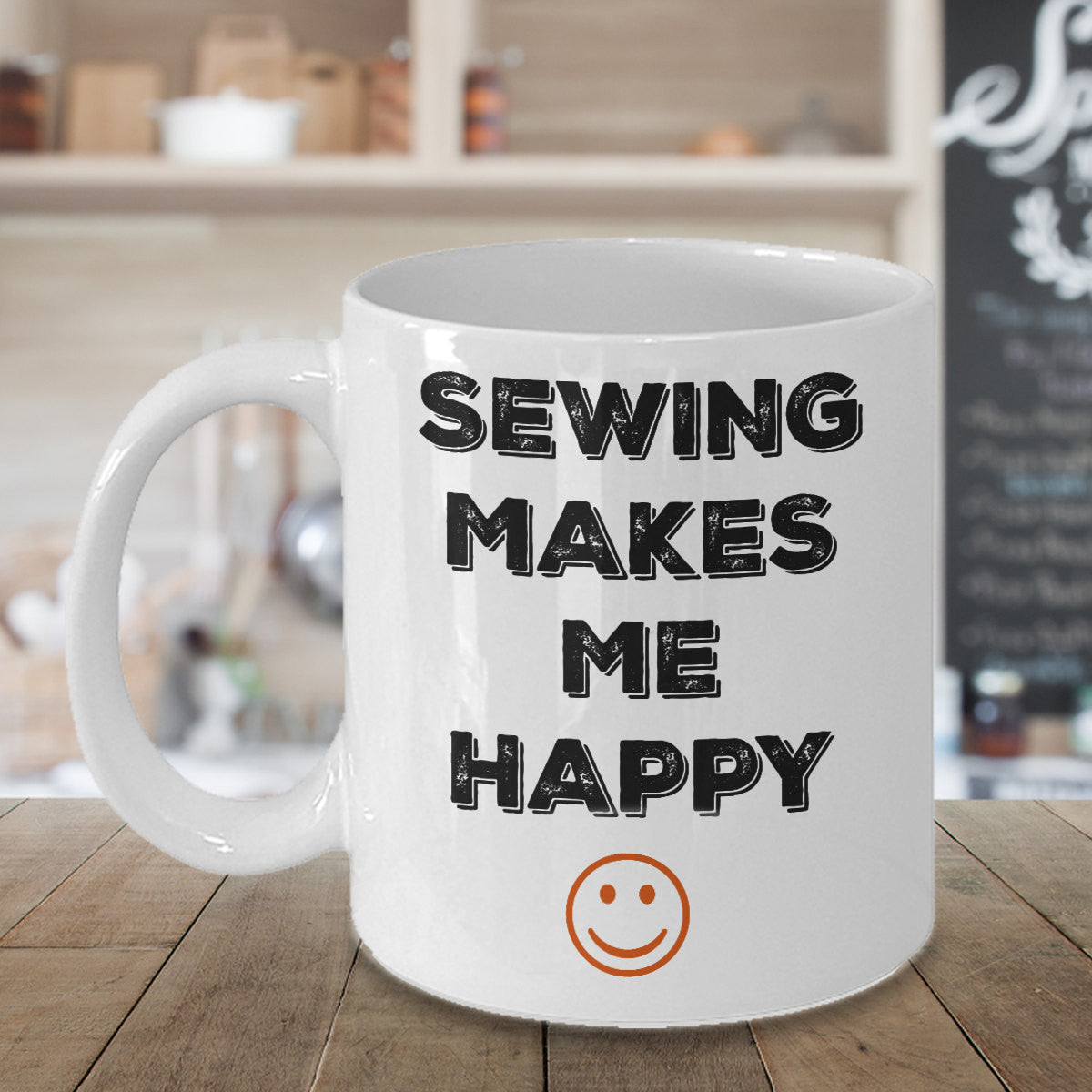 Sewing Makes Me Happy Novelty Coffee Mug Sentiment Gifts Holidays Fun Inexpensive Sewing Gift