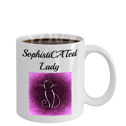 SophistiCated Lady Cat Novelty Mug Cat lover Owner Custom Printed Cat Coffee Mug