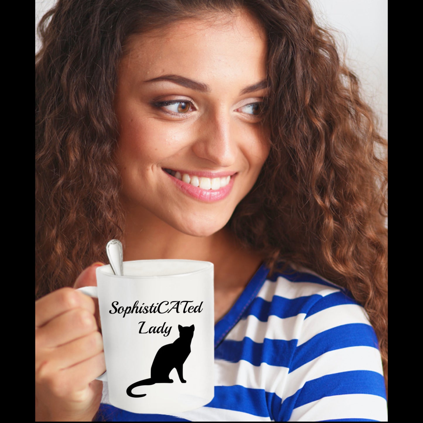 SophistiCated Lady Black Cat Novelty Coffee Mug Cat lover Owner Custom Printed Mug Gift