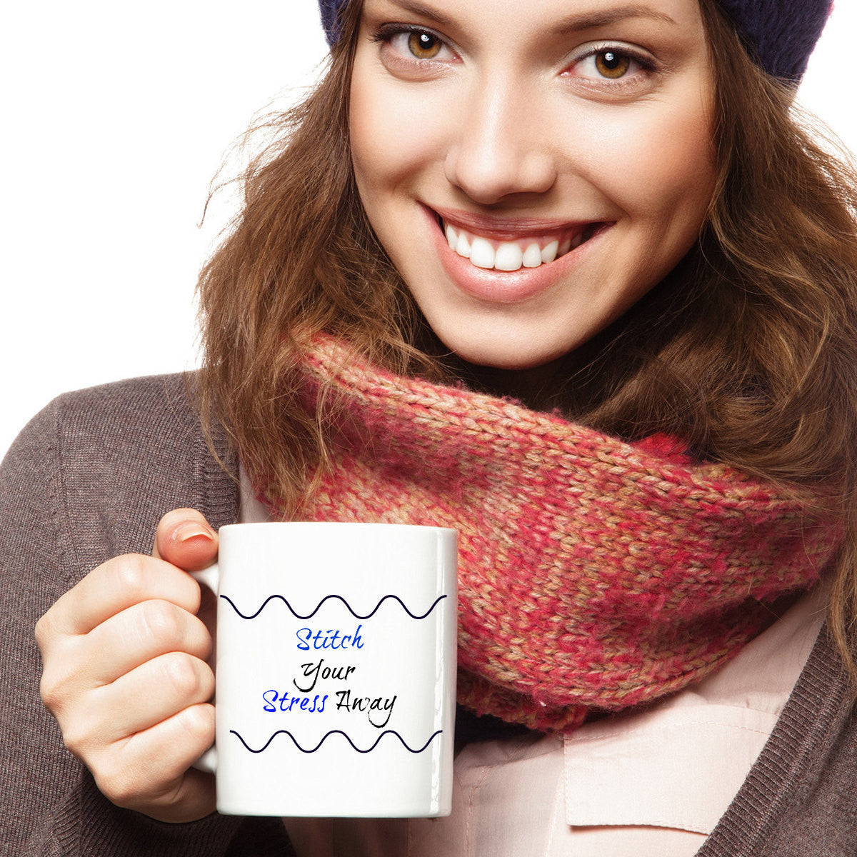 Sewing coffee mug-Stitch Your Stress Away-tea cup gift Dressmaker Seamstress sewers quilters