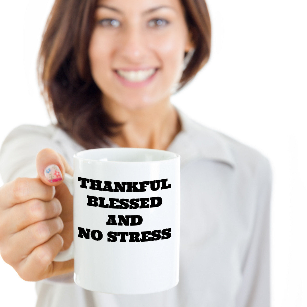Thankful Blessed And No Stress Custom Novelty Coffee Mug Inspirational Coffee Mug