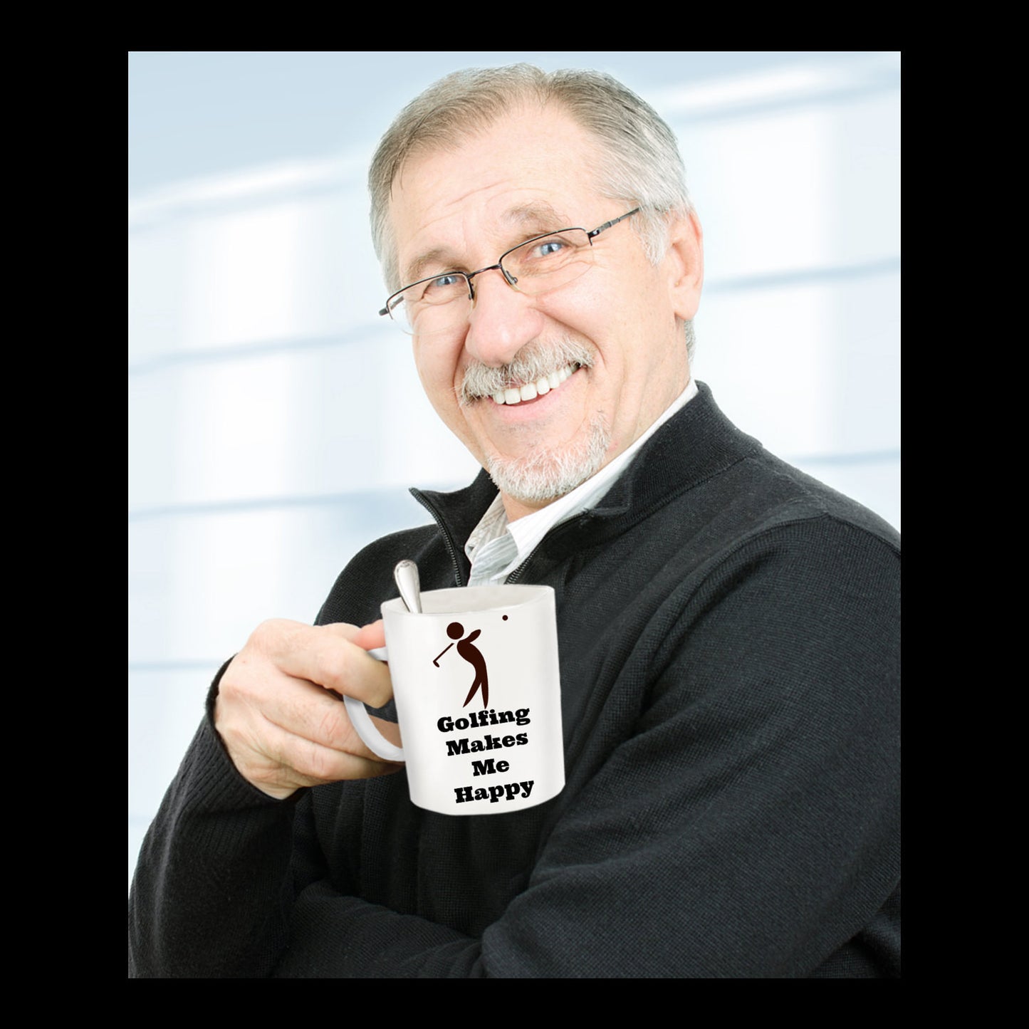 Golfing Makes Me Happy Novelty Coffee Mug Custom Printed Coffee Cup