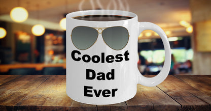 Fun Dad's Mug -Coolest Dad Ever-Novelty Coffee Gifts For Father's Day Birthday Mugs With Sayings
