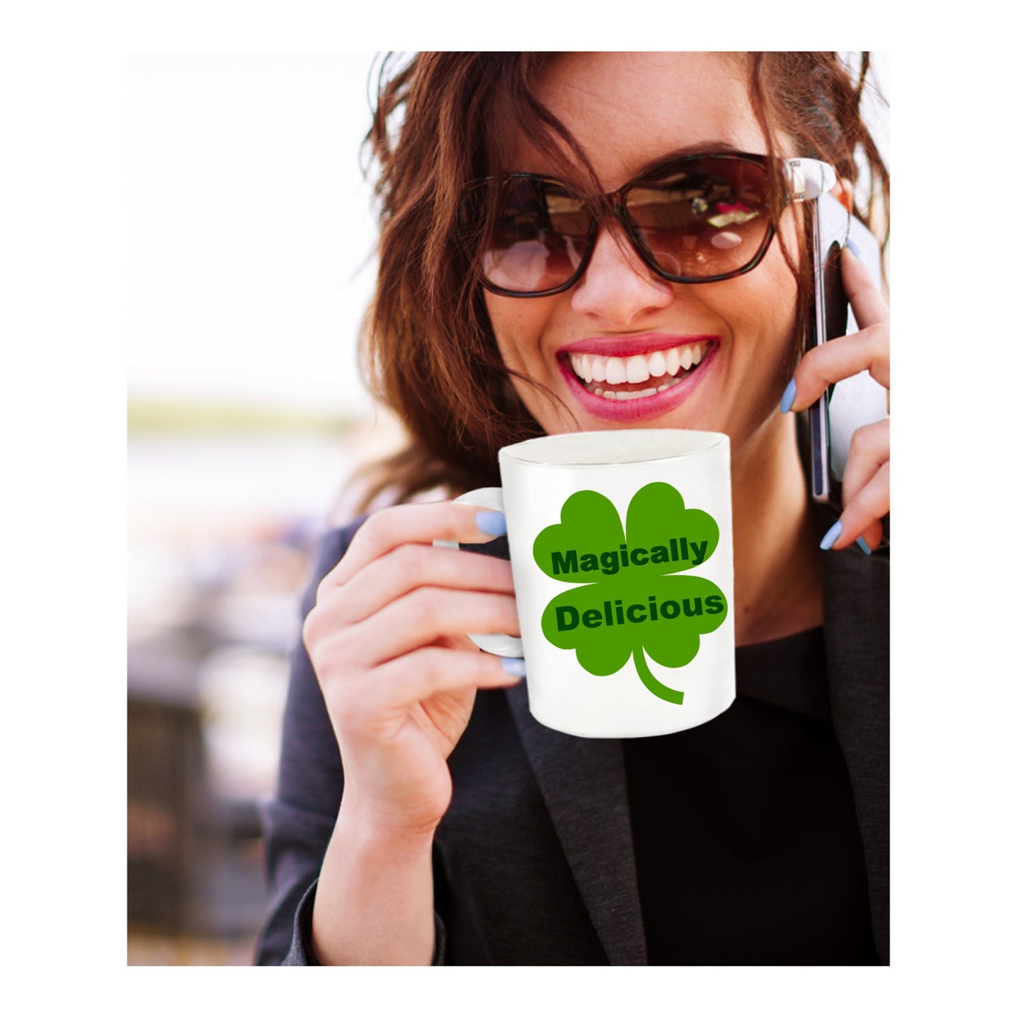 Magically Delicious Four Leaf Clover St. Patrick's Day Novelty Coffee Mug Great Custom Gift Mug