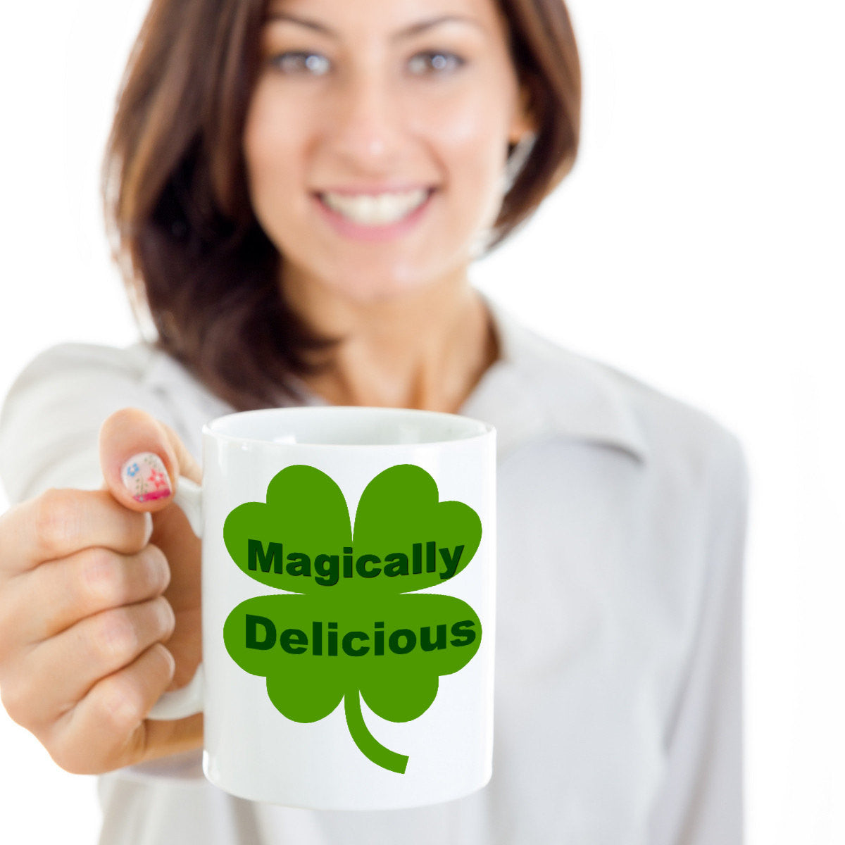 Magically Delicious Four Leaf Clover St. Patrick's Day Novelty Coffee Mug Great Custom Gift Mug