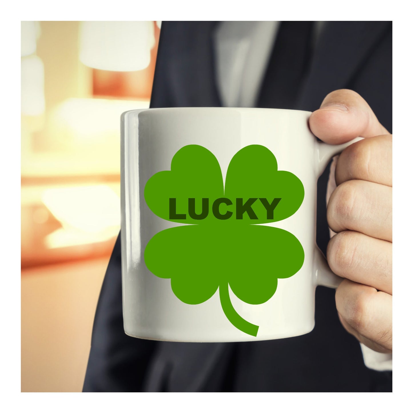 Lucky Four Leaf Clover Irish Novelty Coffee Mug Custom Ceramic Coffee Cup st. Patrick's