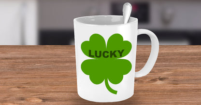 Lucky Four Leaf Clover Irish Novelty Coffee Mug Custom Ceramic Coffee Cup st. Patrick's