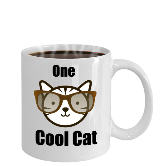One Cool Cat-Funny Cat-Classic Novelty Coffee Mug-Cat Lovers Owners- Custom Tea Cup Women