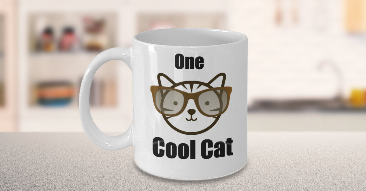 One Cool Cat-Funny Cat-Classic Novelty Coffee Mug-Cat Lovers Owners- Custom Tea Cup Women