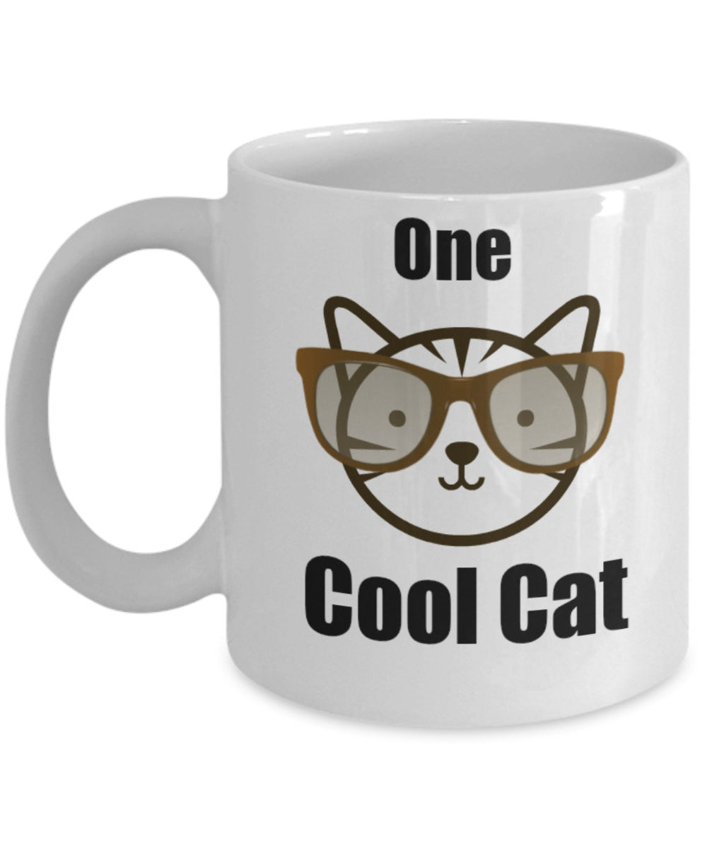 One Cool Cat-Funny Cat-Classic Novelty Coffee Mug-Cat Lovers Owners- Custom Tea Cup Women