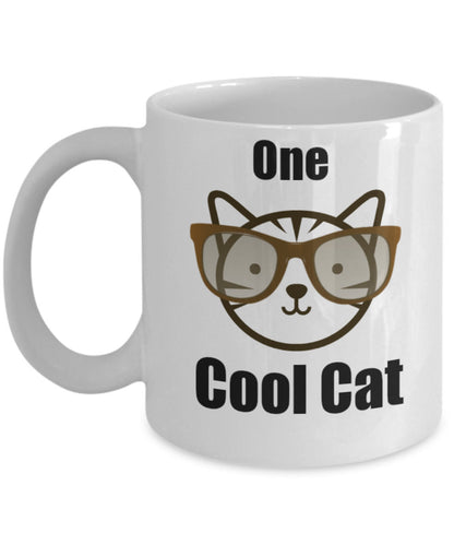 One Cool Cat-Funny Cat-Classic Novelty Coffee Mug-Cat Lovers Owners- Custom Tea Cup Women