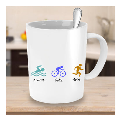 Triathlon Sports Competition Novelty Coffee Mug Motivational Athletes Participants