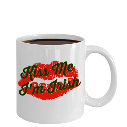 Kiss Me I'm Irish St. Patrick's Day Novelty Custom Coffee Mug Great Gift Mug Funny Drinking Cup