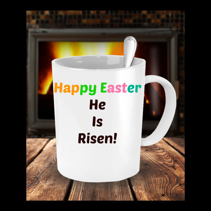 Novelty Coffee Mug-He Is Risen-Tea Cup Gift Easter Mug With Sayings Inspirational Office Friends Family