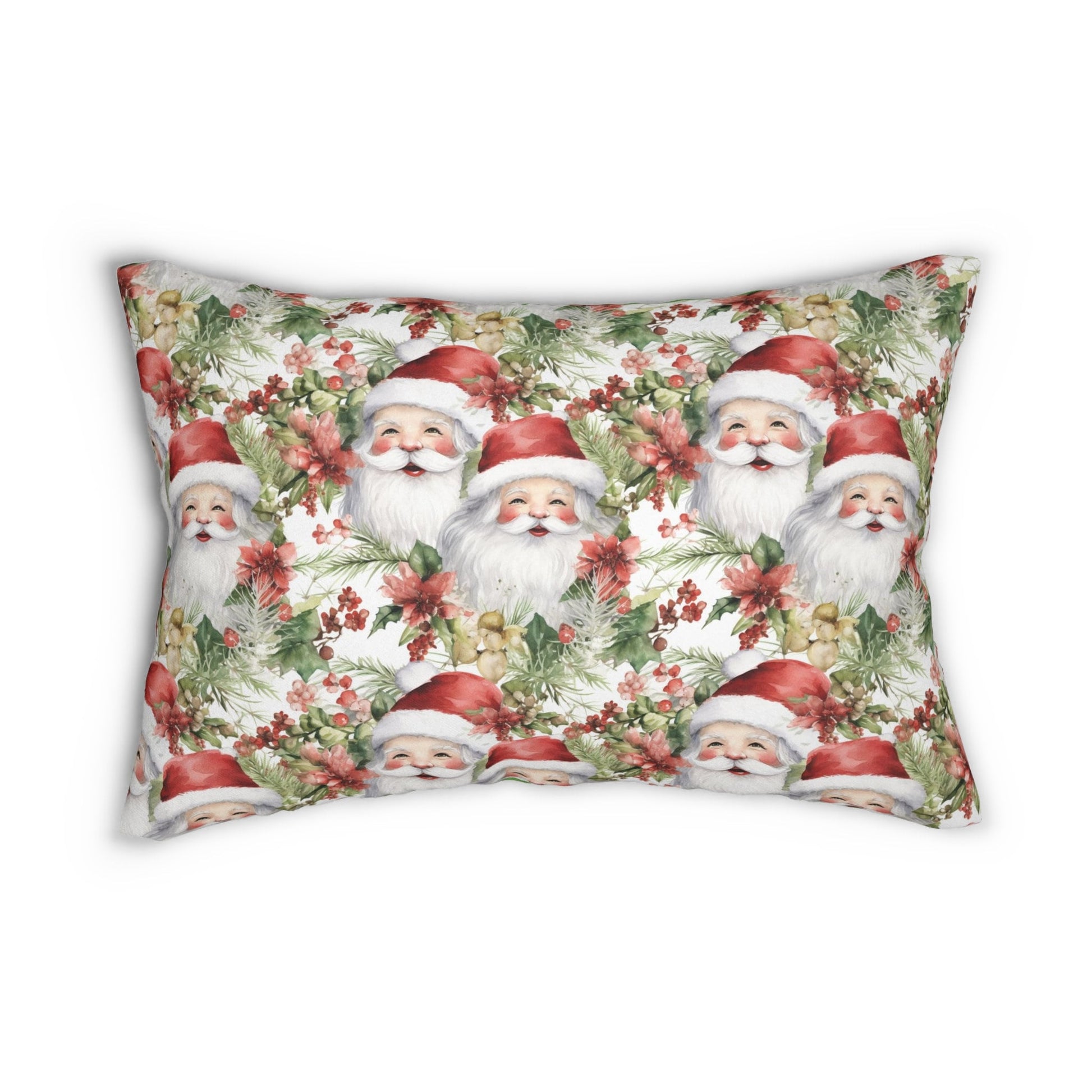a christmas pillow with santa claus on it