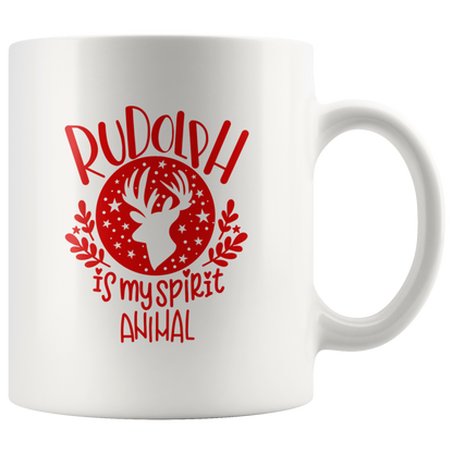 Christmas Coffee Mug Rudolph is my Spirit Animal Christmas Gift Custom Mug