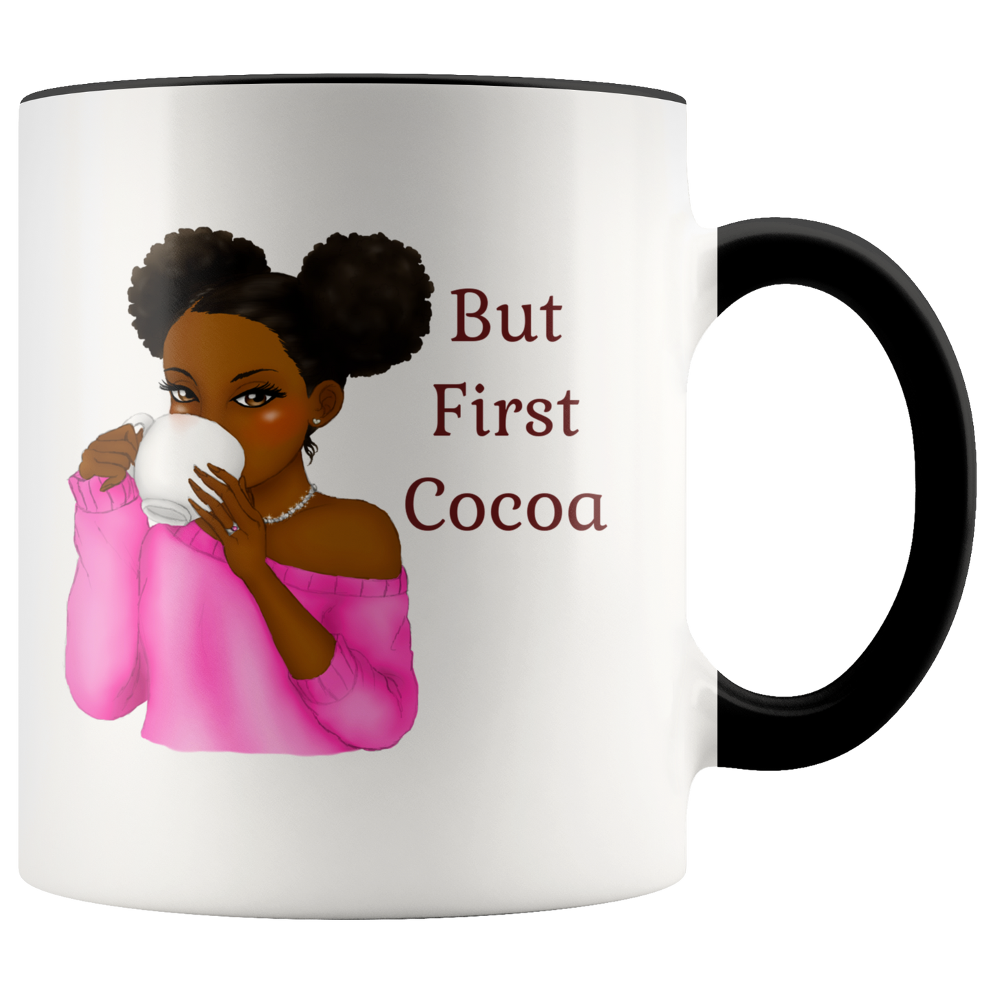 But First Cocoa Black Girl Mug Cocoa Mug Hot Chocolate Cup Custom Mug