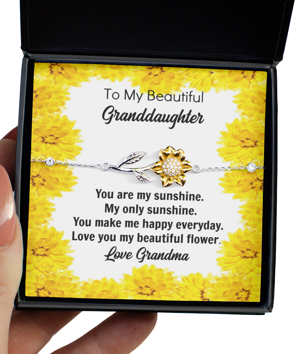 Gift for Granddaughter Sterling Silver Sunflower Bracelet Birthday Gift