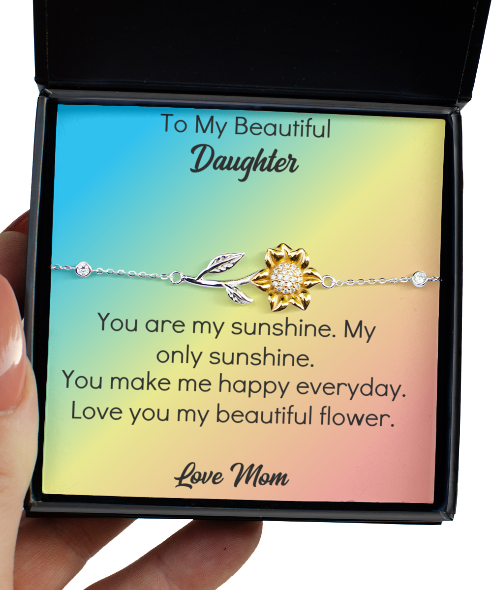 Mom Gift for Daughter Sterling Silver Sunflower Bracelet Gift