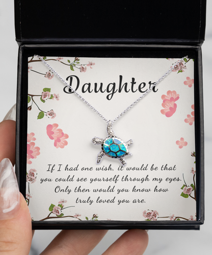 Gift for Daughter Opal Turtle Necklace Sterling Silver Graduation Gift