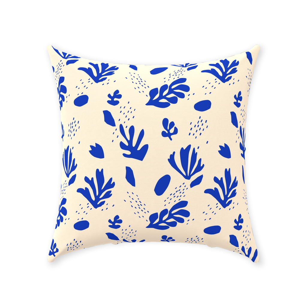 Floral Throw Pillows Matisse Art Throw Pillow Cover Cushion Blue and Creme