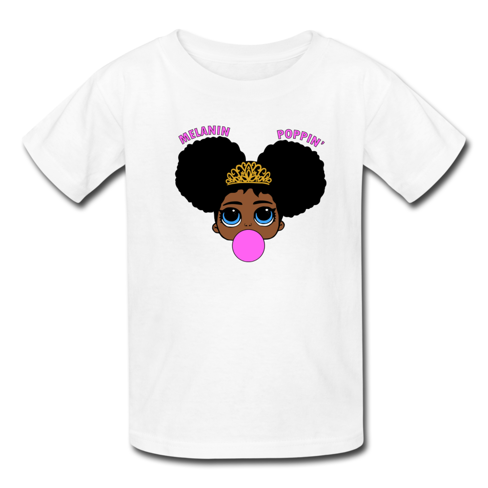 Melanin Poppin Black Girls T-Shirt Girls Graphic Tees - white