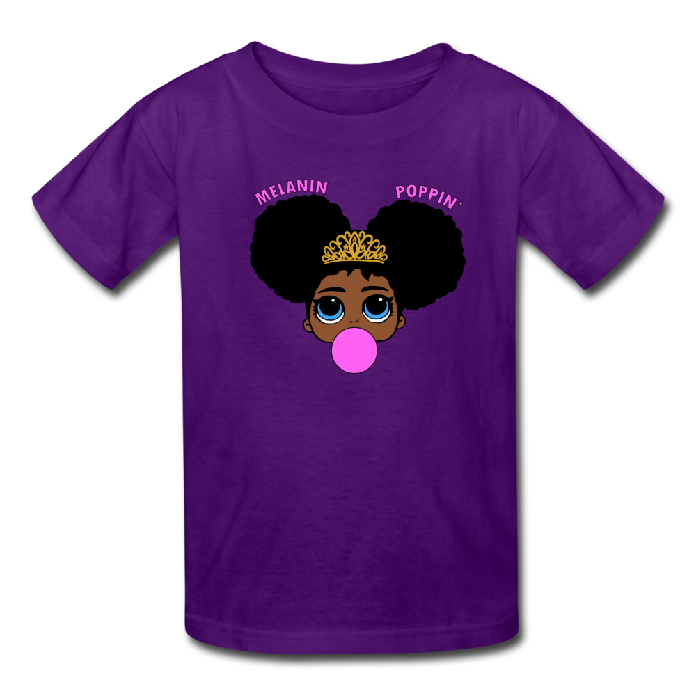 Melanin Poppin Black Girls T-Shirt Girls Graphic Tees - purple