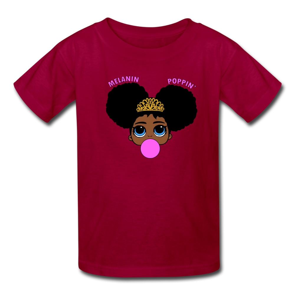 Melanin Poppin Black Girls T-Shirt Girls Graphic Tees - dark red