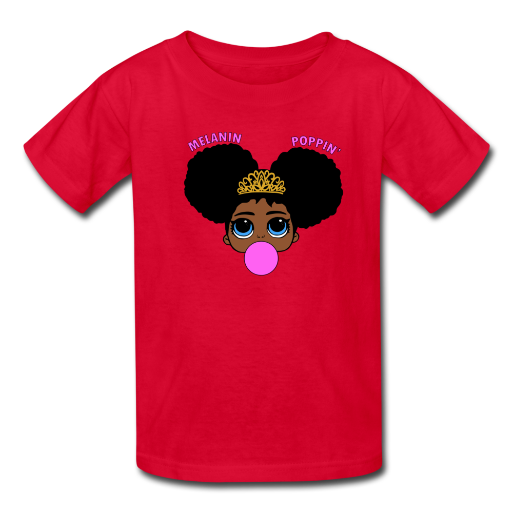Melanin Poppin Black Girls T-Shirt Girls Graphic Tees - red