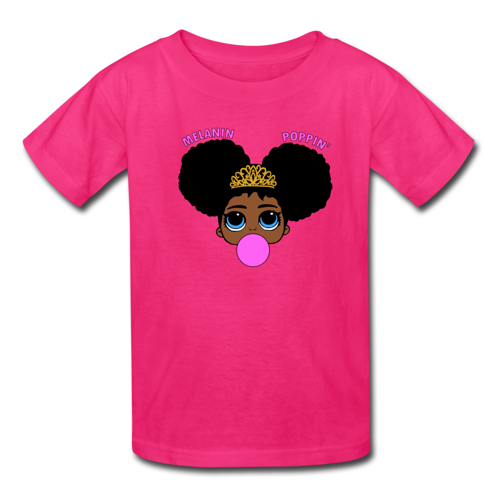 Melanin Poppin Black Girls T-Shirt Girls Graphic Tees - fuchsia