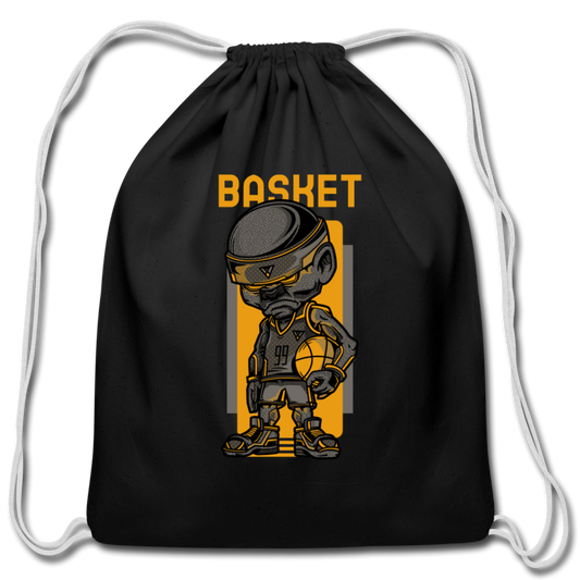 Basketball Cotton Drawstring Bag - black