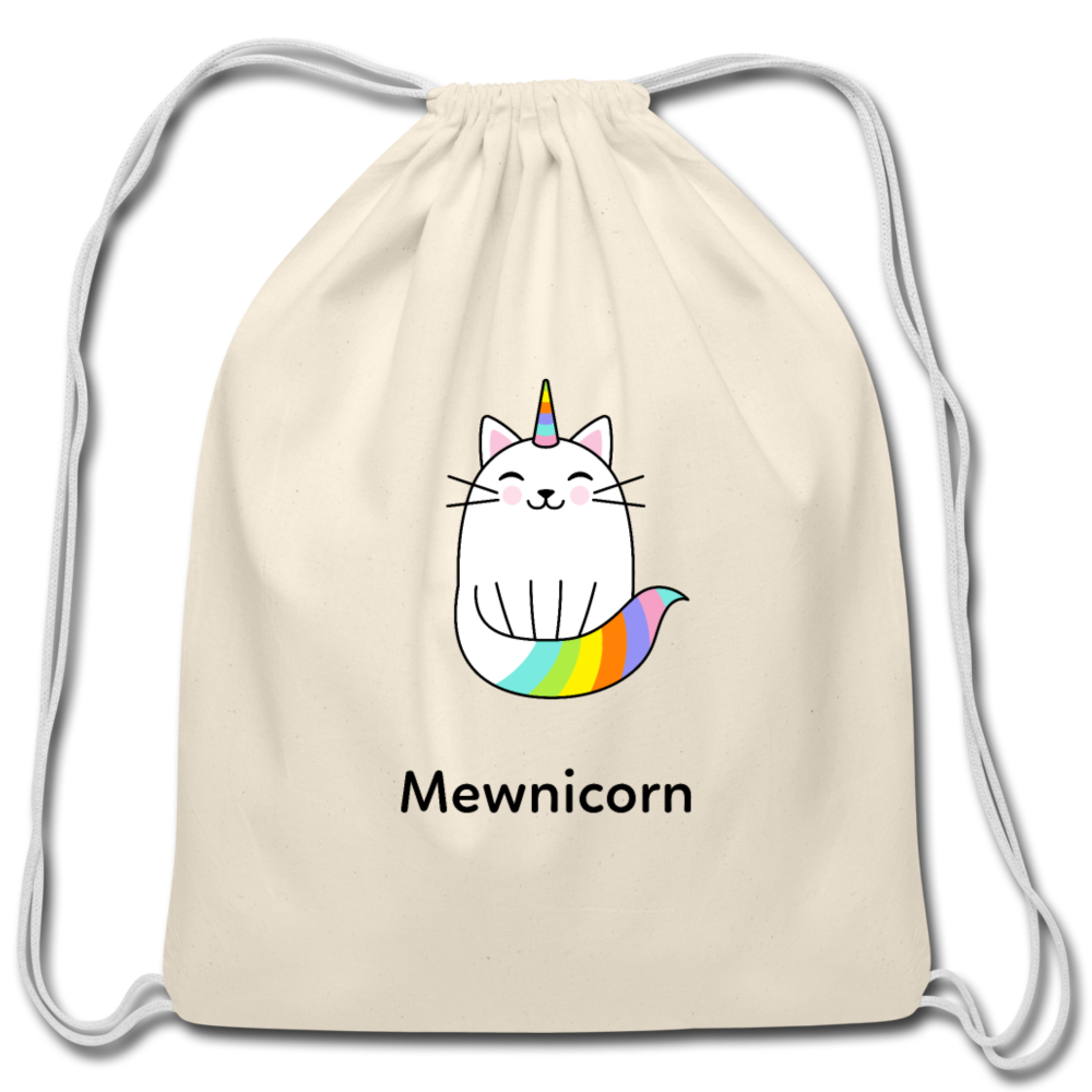 Kids Mewnicorn Cotton Drawstring Bag Unicorn Lover - natural