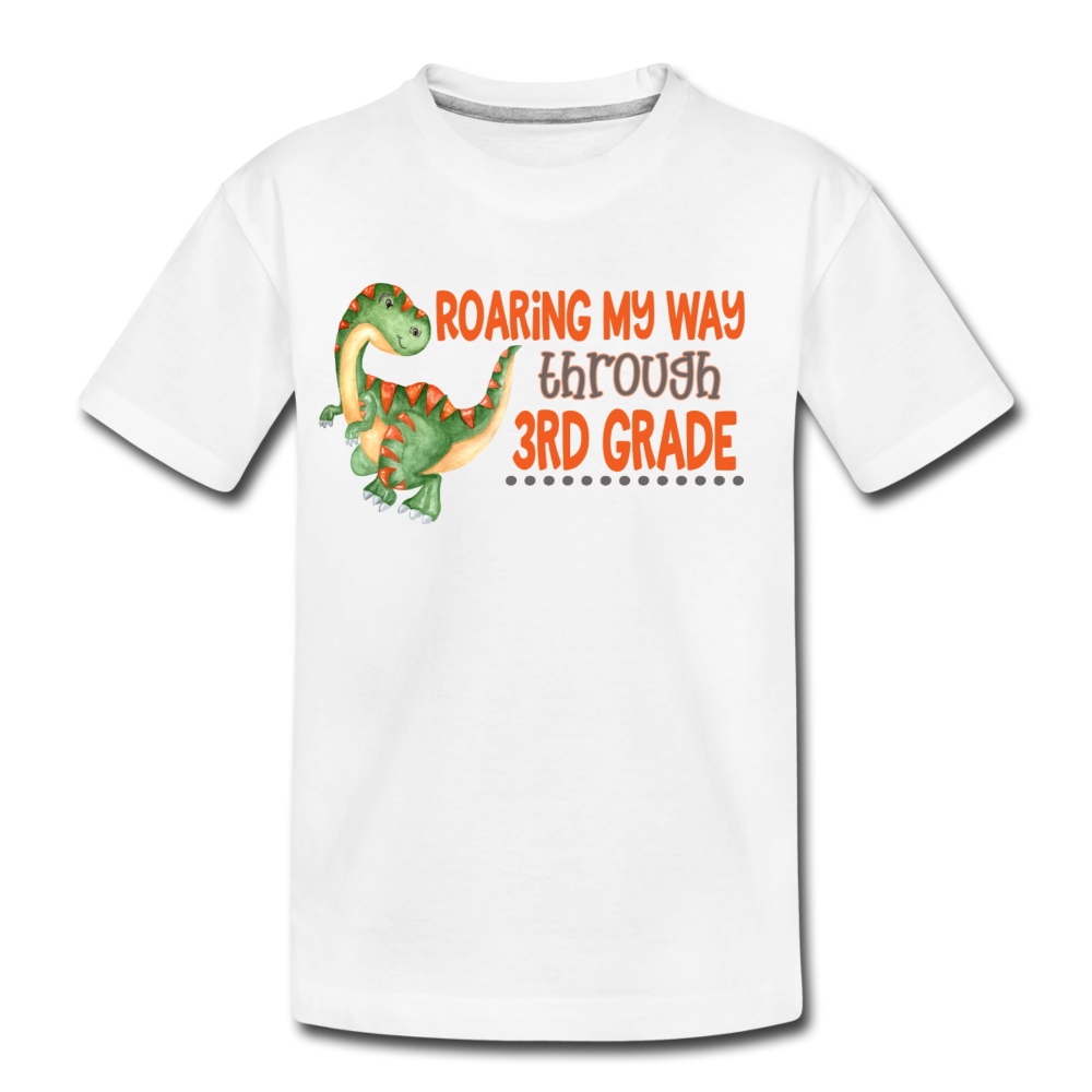 Boys Back to School Shirt Dinosaur 3rd Grader Premium T-Shirt - white